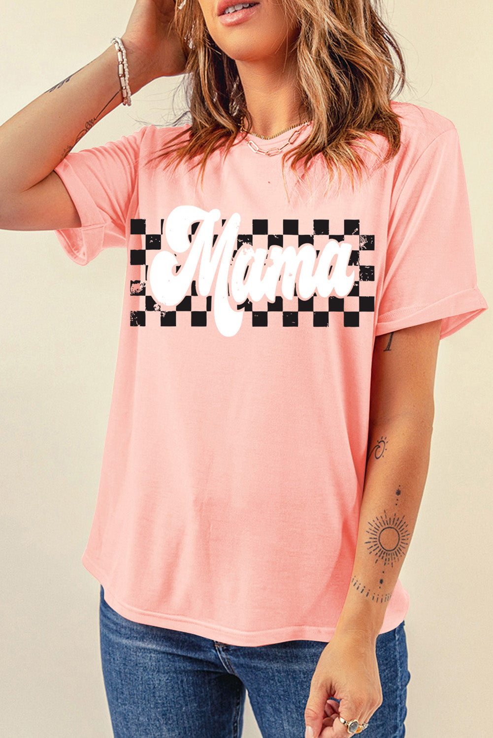 CHECKERED MAMA TEE