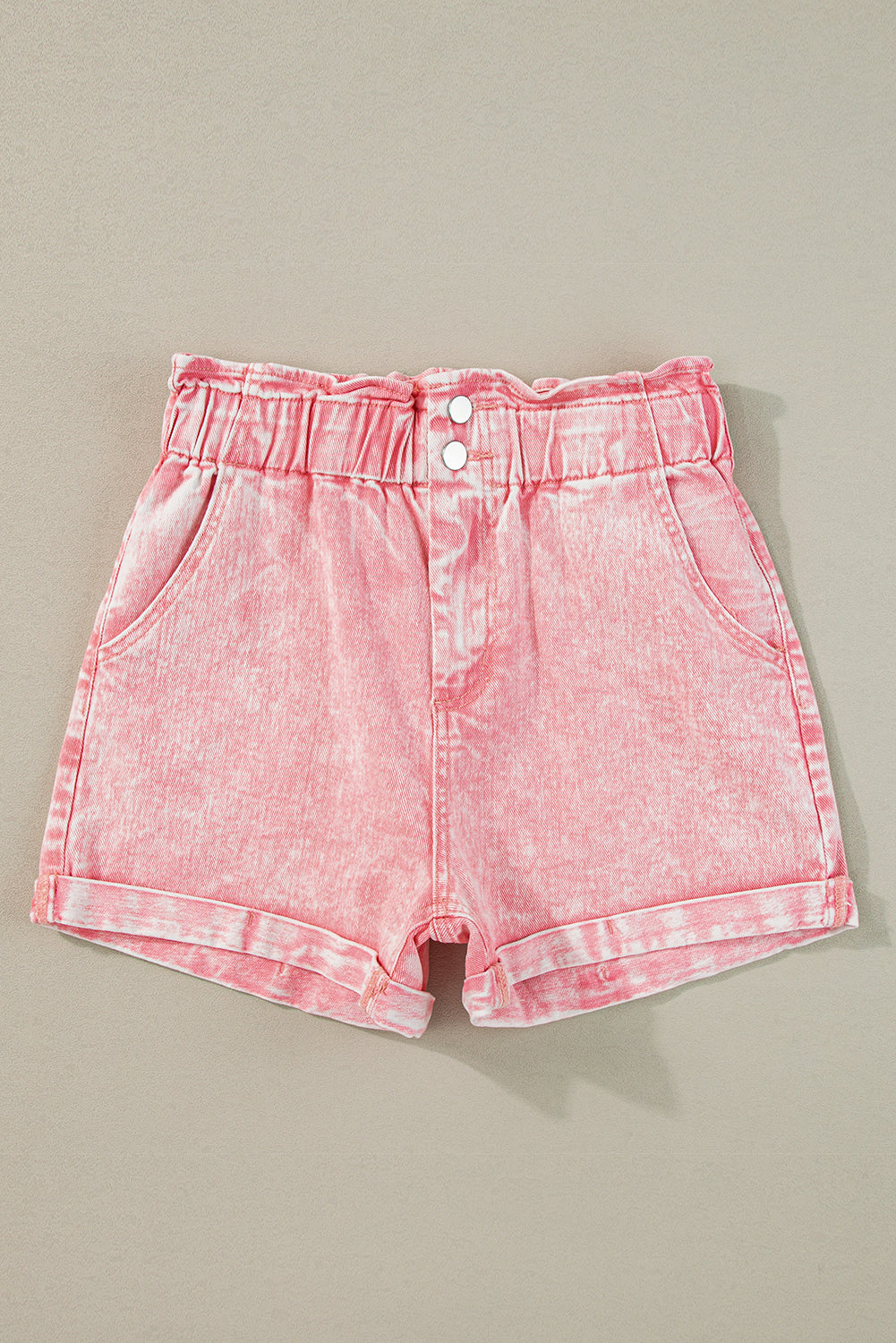 CHALK PINK DENIM SHORTS