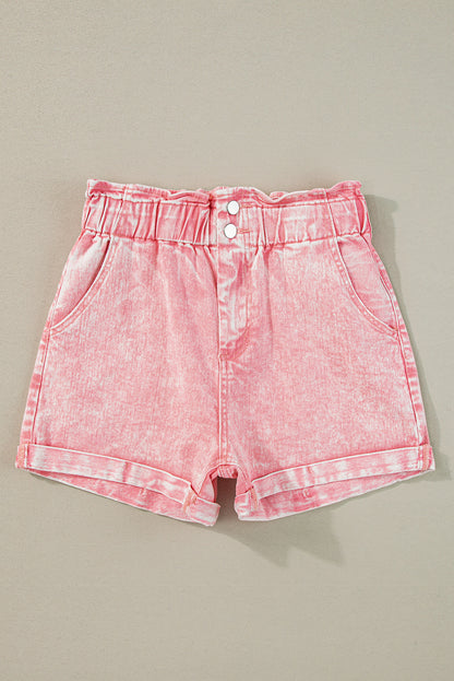 CHALK PINK DENIM SHORTS