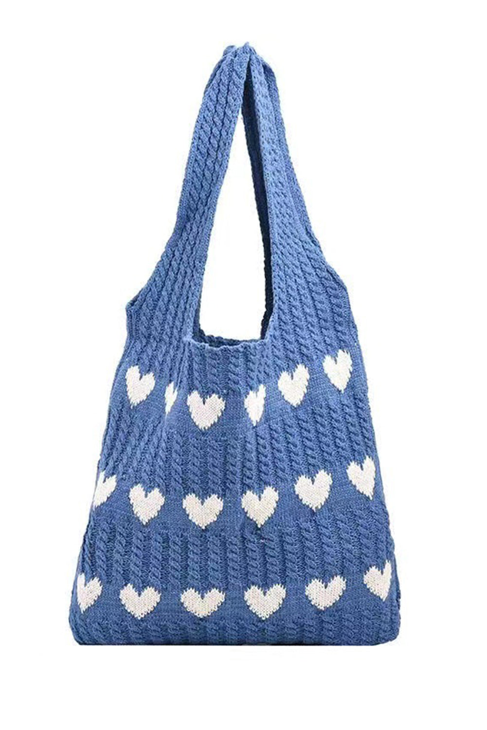 BLUE HEART KNIT SHOULDER BAG