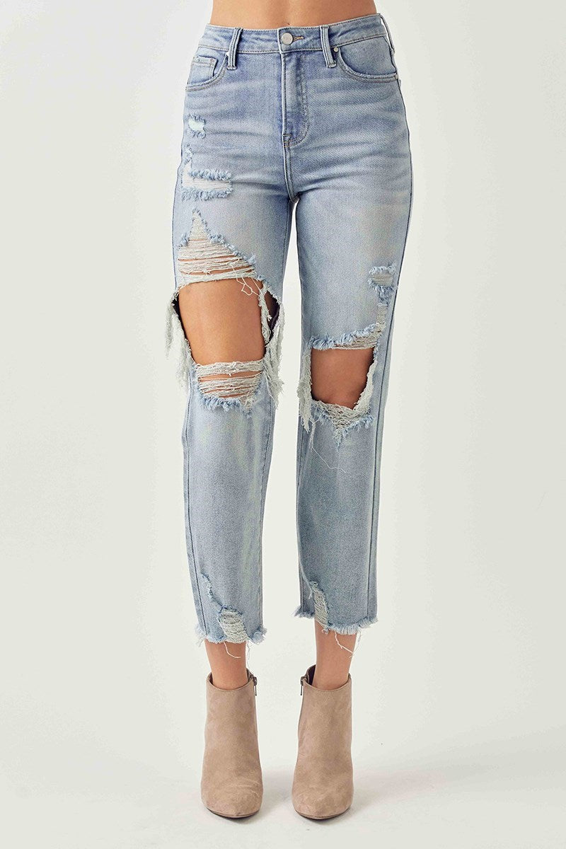 HIGH RISE-CROP STRAIGHT-SLIM JEANS