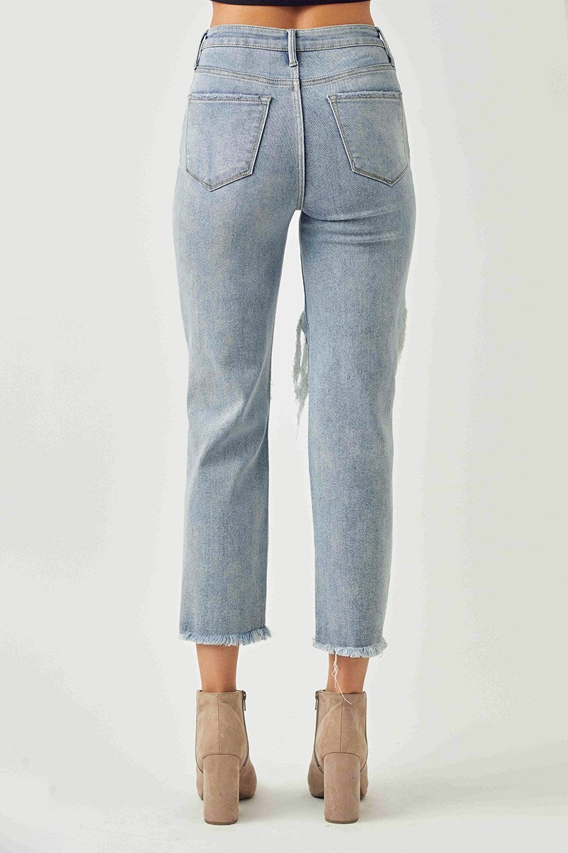 HIGH RISE-CROP STRAIGHT-SLIM JEANS